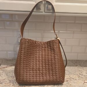 Woven Leather Shoulder Bag in Brown